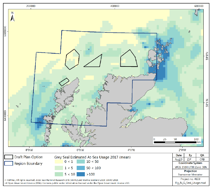 Figure 179 North region: grey seal at sea usage