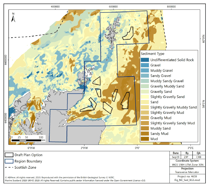 Figure 187 North East region: seabed sediments