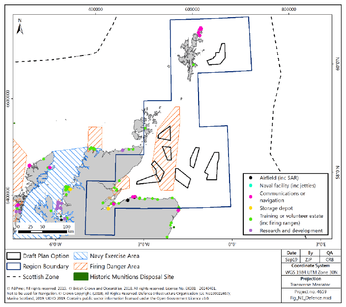 Figure 194 North East region: defence infrastructure and exercise areas