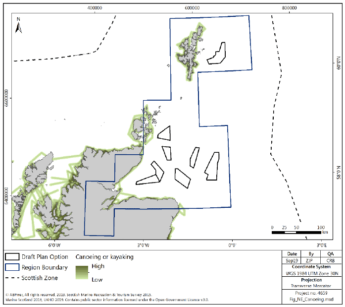 Figure 210 North East region: canoeing and kayaking activity density