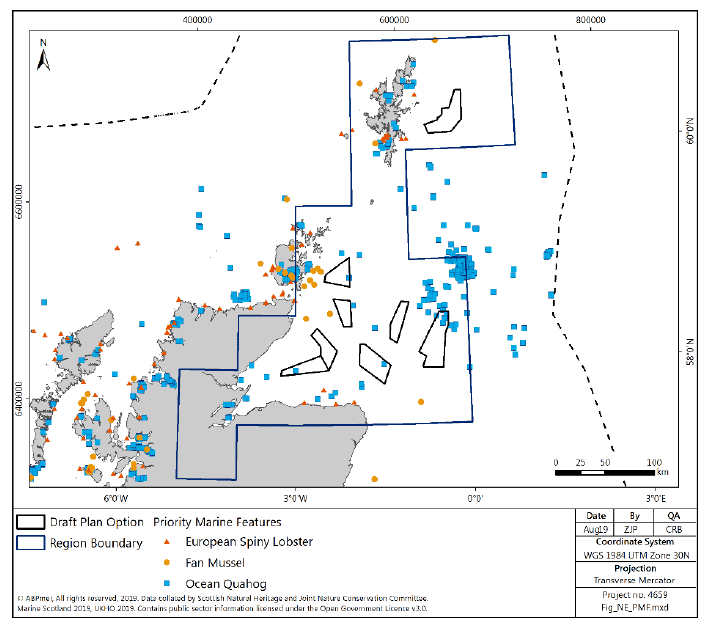 Figure 221 North East region: records of benthic PMF