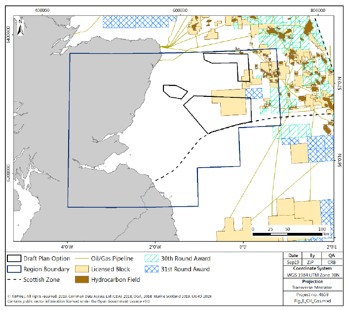 Figure 233 East region: oil and gas infrastructure and licensed blocks