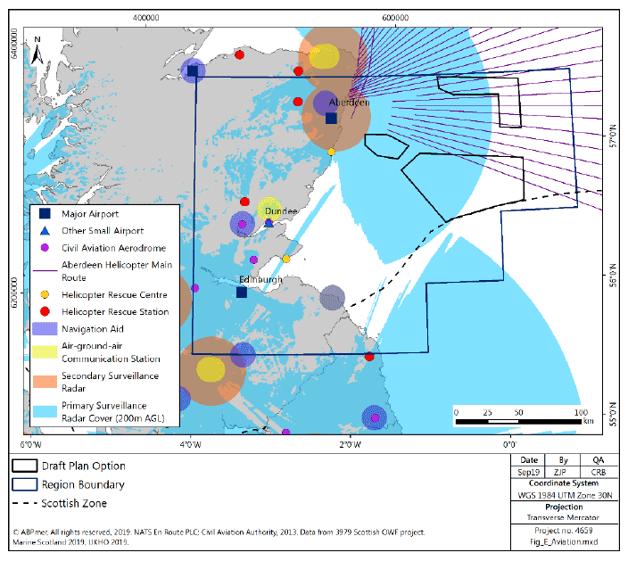 Figure 234 East region: aviation infrastructure, key routes and radar coverage