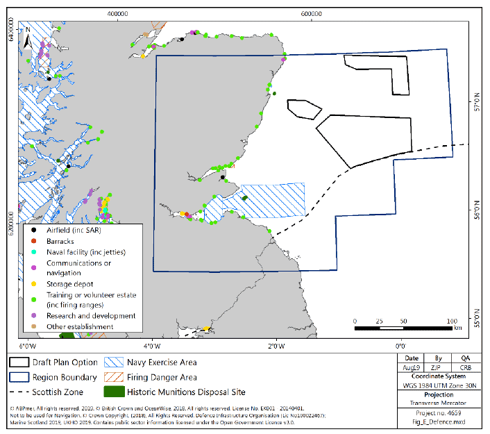 Figure 235 East region: defence infrastructure and exercise areas