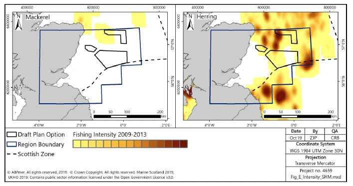 Figure 238 Fishing intensity for over-15m vessels in the East region using static gear (2009-2013)