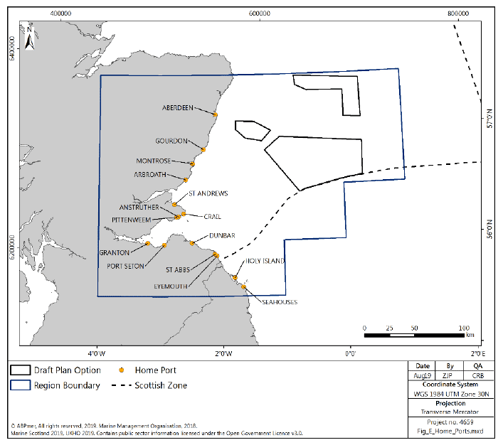 Figure 241 East region: distribution of home ports