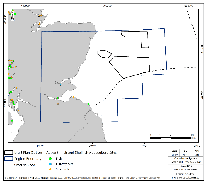 Figure 243 East region: marine aquaculture sites