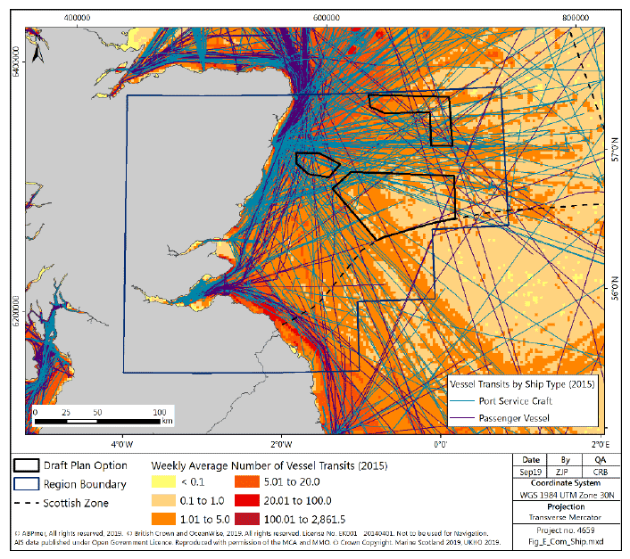 Figure 245 East region: shipping densities and key routes