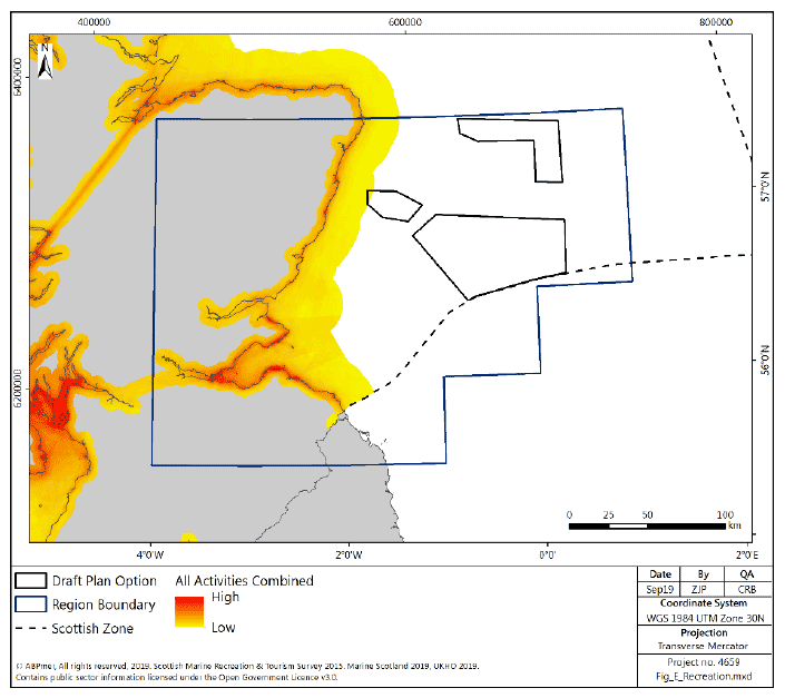 Figure 247 East region: density of recreational activities