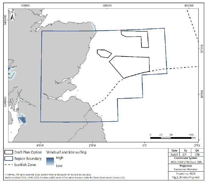 Figure 253 East region: windsurfing and kitesurfing activity density