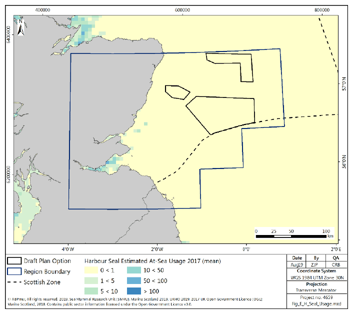 Figure 265 East region: harbour seal at sea usage
