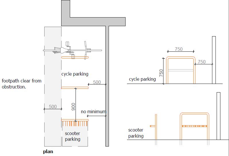 Example of cycle and scooter parking