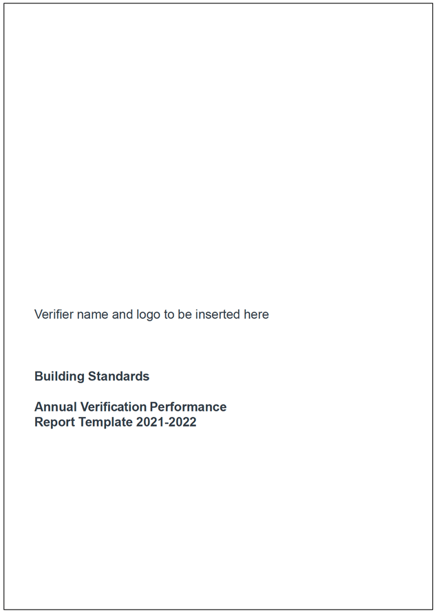 Annual Verification Performance Report - Cover Page Template
