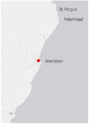 A map highlighting Aberdeen.