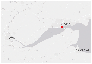 A map highlighting Dundee waterfront.