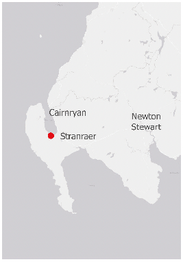 A map highlighting Stranraer.