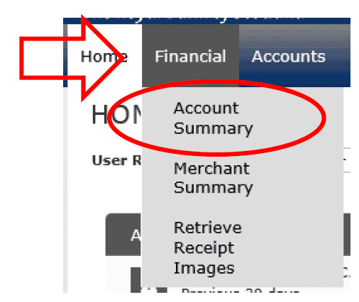 RBS Smart Data Online account Homepage user role – Financial – Account 