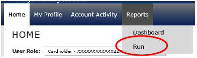 RBS Smart Data Online account Homepage user role – running a report‘