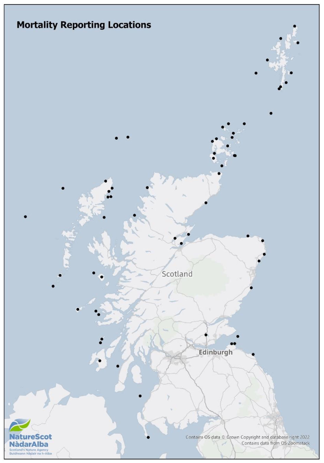 Seabird sites used in NatureScot Epicollect.