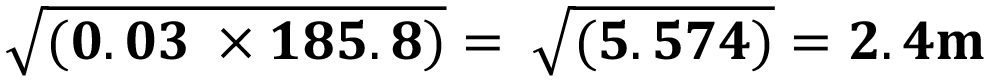 In this equation, the store with a floor area of 185.8m² would be prohibited from displaying a restricted product within 2.4m—or just over 7.7feet—of the entrance.This distance is calculated by multiplying the store’s relevant floor area (185.8m²) by 0.03, which gives 5.574.The prohibited distance is then found by taking the square root of 5.574. When rounded to one decimal place, this value becomes 2.4m.