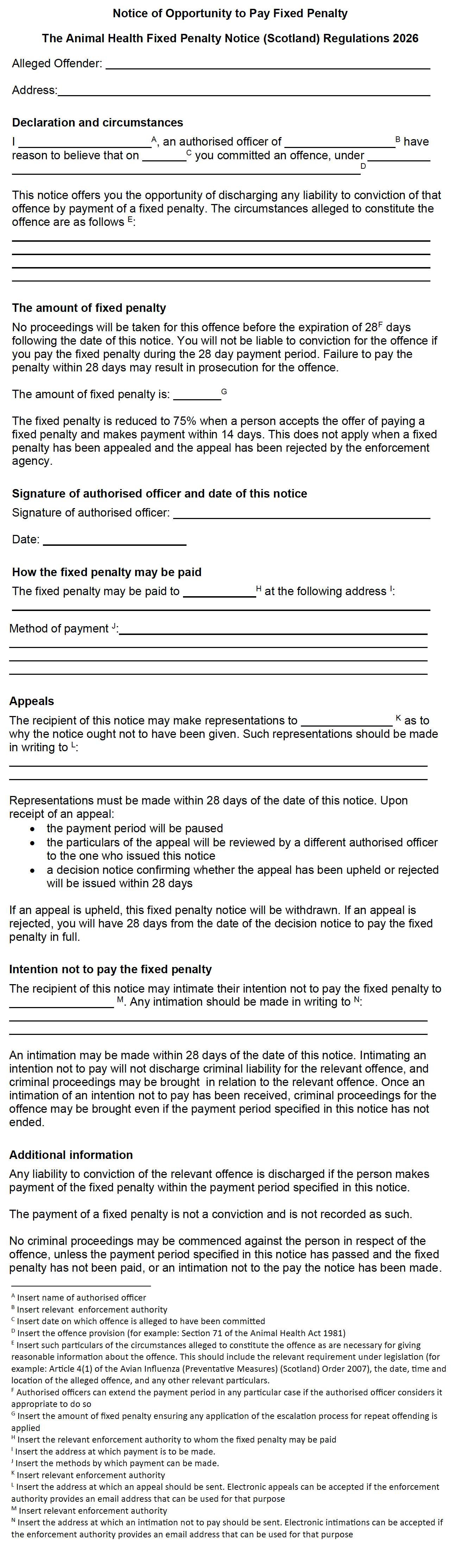 Example Notice - Notice of Opportunity to Pay Fixed Penalty