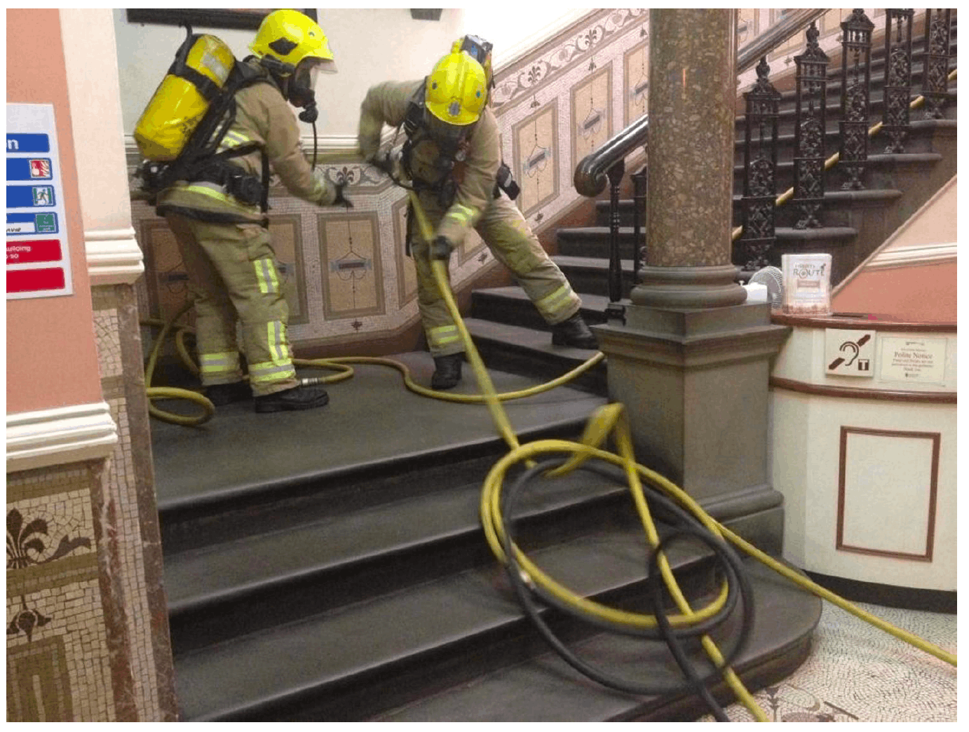 Fire services untangling fire service hose reel