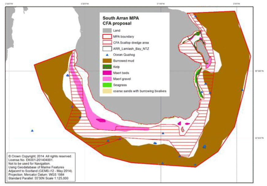 Figure 17. 1: Alternative proposal for dredging in the South Arran MPA Figure 17. 1: Alternative proposal for dredging in the South Arran MPA