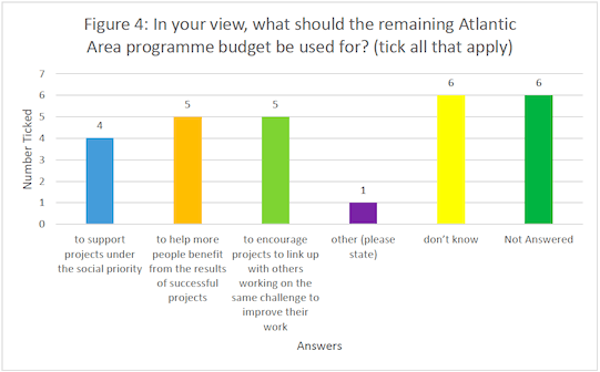 Figure 4: In your view, what should the
remaining Atlantic Area programme budget be used for? (tick all that apply)