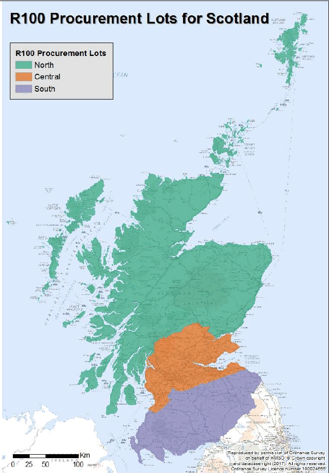 Appendix D – map of Scotland split by R100 lots.