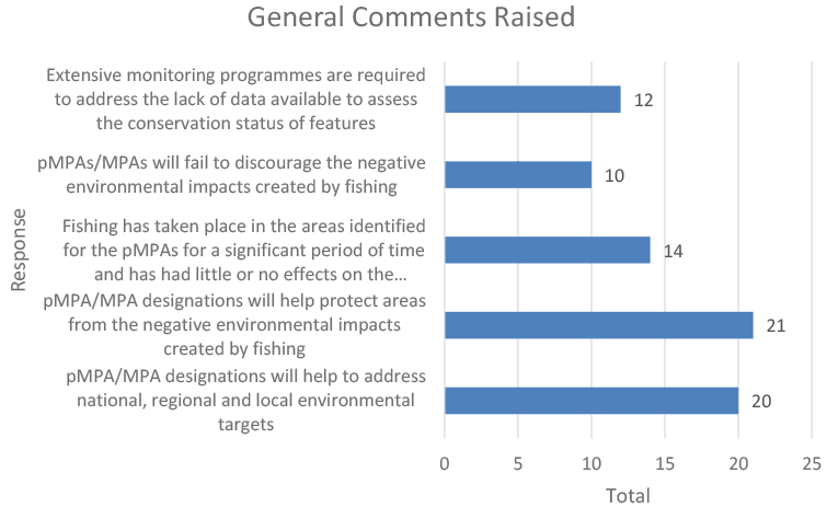 The figure shows a horizontal bar chart showing a summary of the general comments raised.