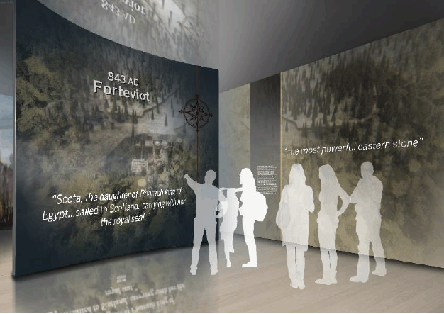 Artists impression of the Stone of destiny exhibition inside the refurbished City Hall