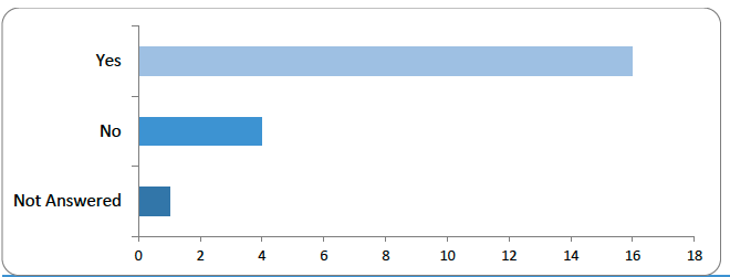 Bar chart showing responses to the question: ‘Should control over a digital asset generally be the basis for establishing ownership of that asset?’ Sixteen respondents answered 'Yes'. Four said 'No', and one did not respond. This suggests broad consensus that control should determine ownership.