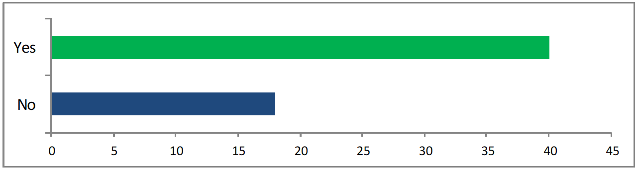 Bar chart shows 41 said yes, 18 said no