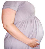Photo of a pregnant womans tummy
