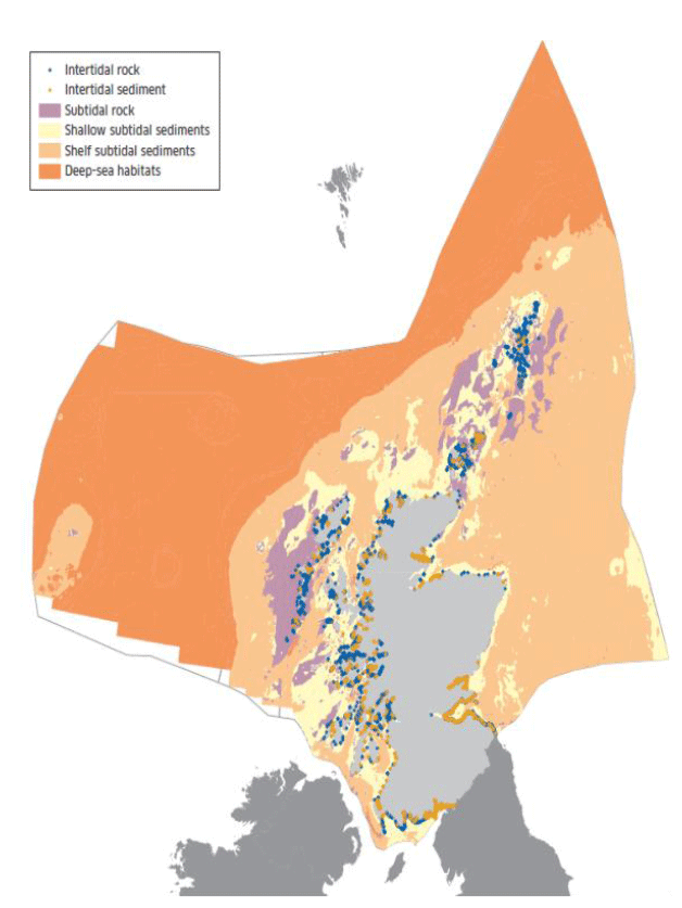 Figure 5. Modelled distribution of broad habitats in Scotland's marine environment