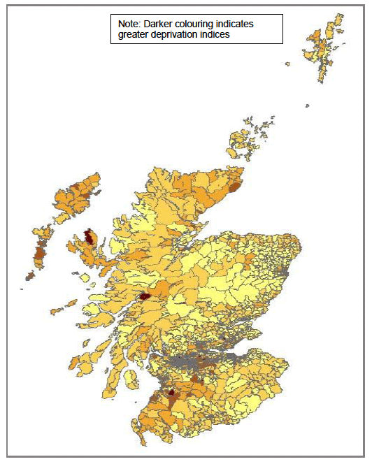 Figure 11. Areas in Scotland ranked according to Health Domain