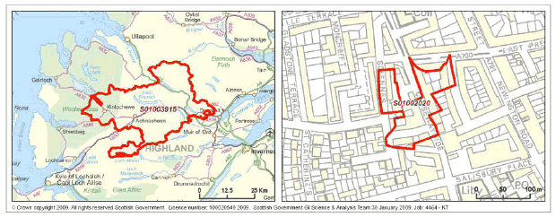 Figure 1.1: Largest (Left) and smallest (right) Data Zones in terms of area extent.