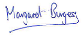 Signature of Margaret Burgess, Minister for Housing and Welfare