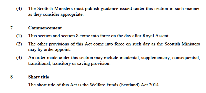 Welfare Funds (Scotland) Bill - Consultation Draft