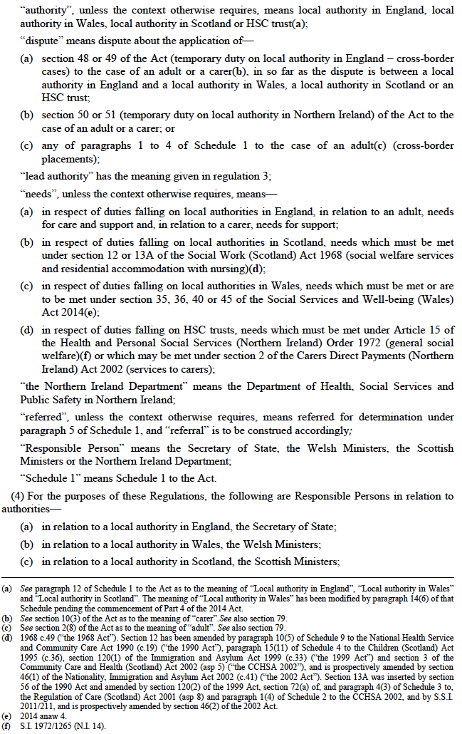 The Care and Support (Cross-border Placements and Provider Failure: Temporary Duty) (Dispute Resolution) Regulations 2014