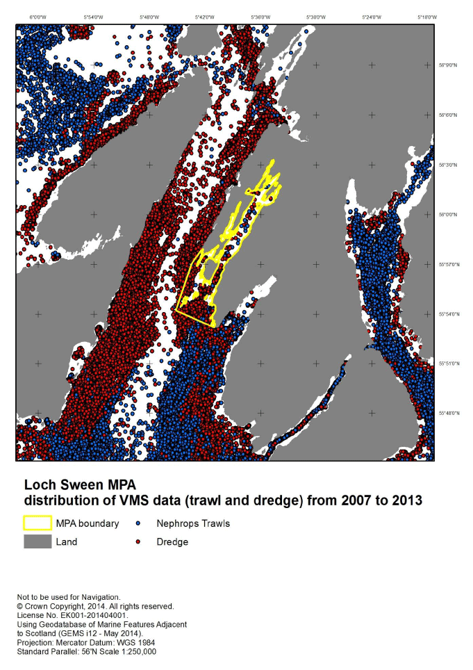 Figure E5: VMS data in Loch Sween MPA and beyond 2007-2013