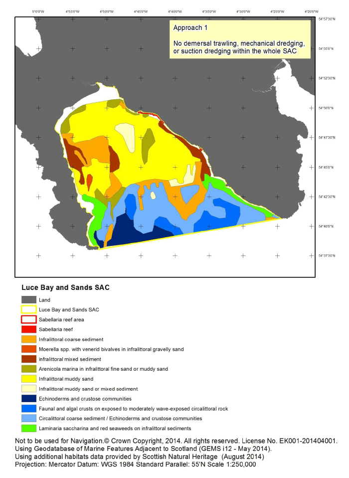 Figure G2: Map of the measures proposed under Approach 1 for Luce Bay and Sands SAC