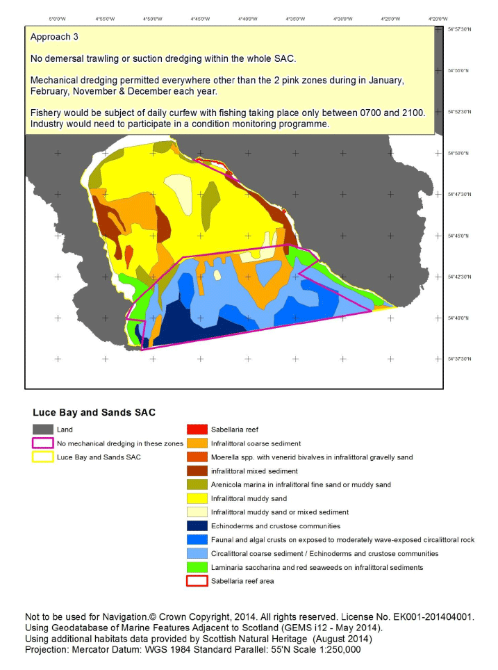 Figure G4: Map of the measures proposed under Approach 3 for Luce Bay and Sands SAC