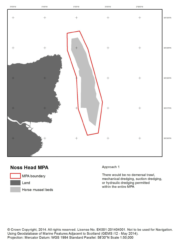 Figure H2: Map of measures proposed under approach 1 for Noss Head