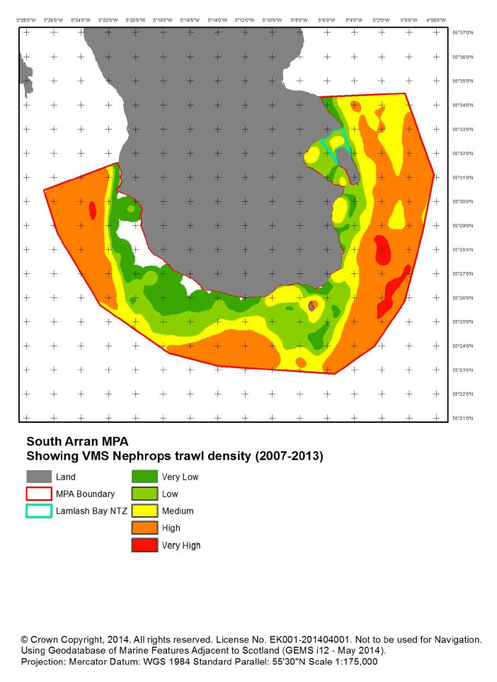 Figure L9: VMS data (2007-13) Demersal trawl kernel density analysis