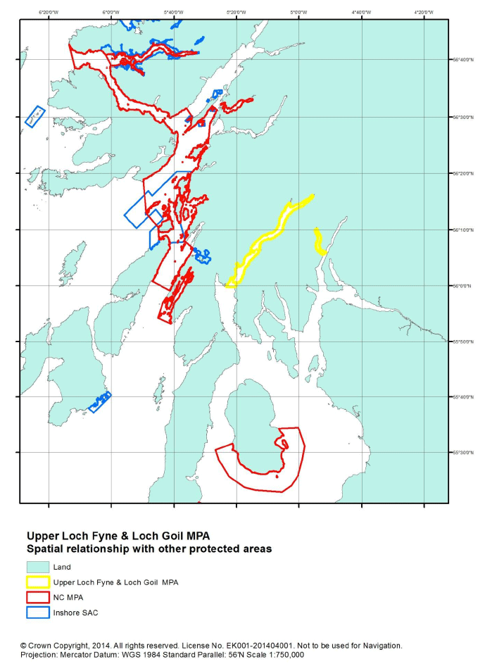 Figure P1: Upper Loch Fyne & Loch Goil MPA in context with other protected areas
