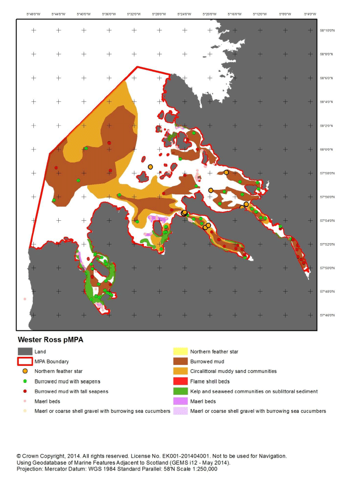 Figure Q2: Wester Ross MPA - Distribution of protected features