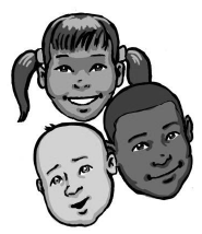 Three children of different races