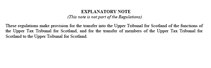 Draft Regulations Transferring The Functions And Members Of The Upper Tax Tribunal To The Upper Tribunal For Scotland 