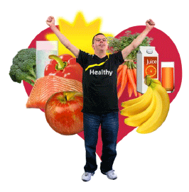 Man and healthy food